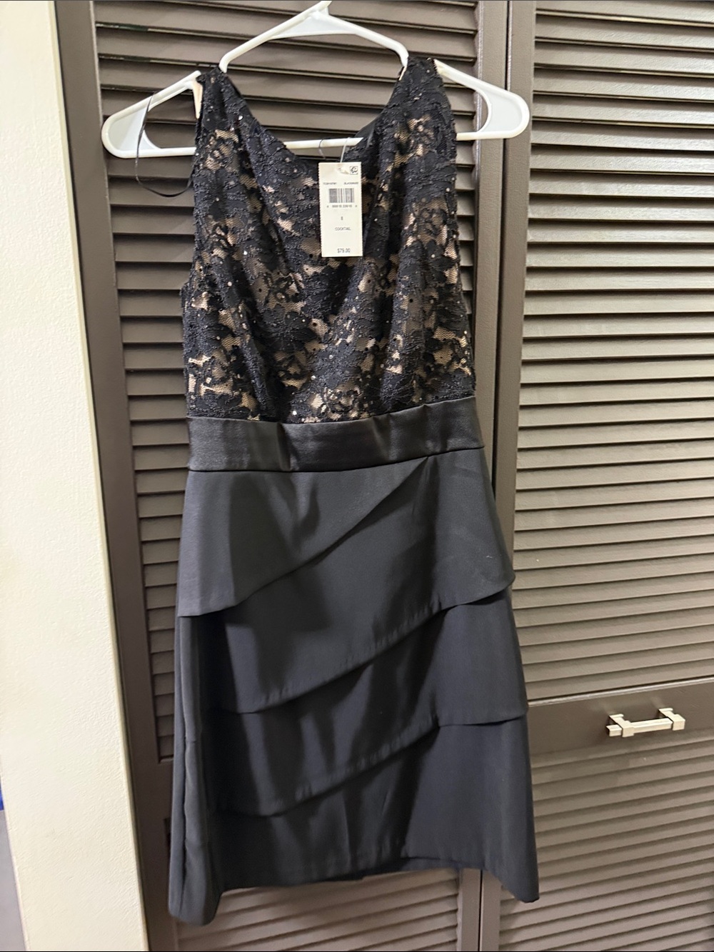 connected apparel Black Lace Tiered Mini Dress